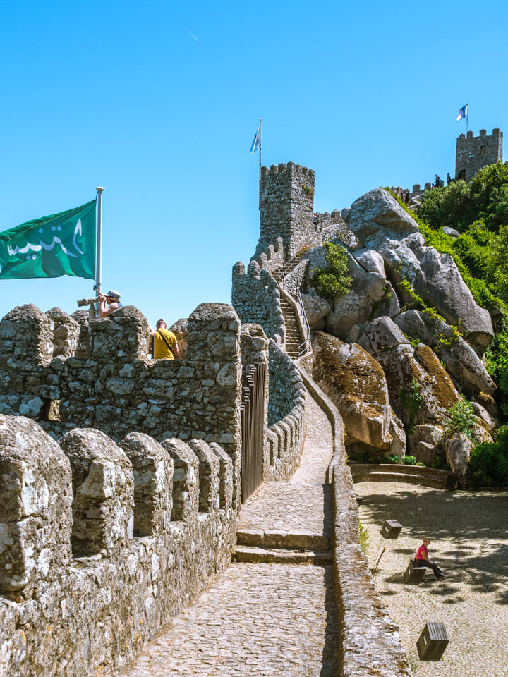 Inner stone wall and towers of Castle of the Moors.