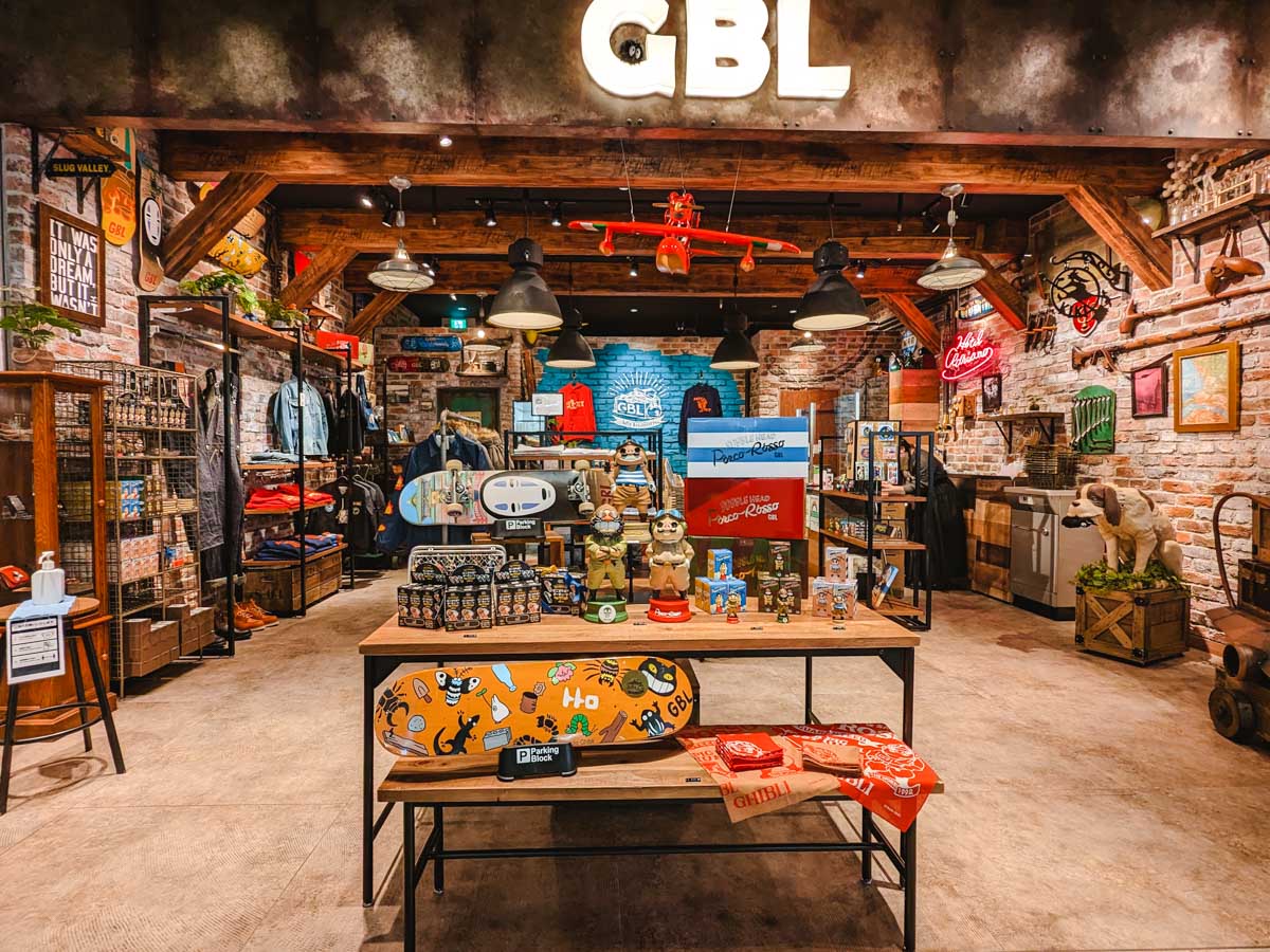 Interior of GBL store with Studio Ghibli merchandise.