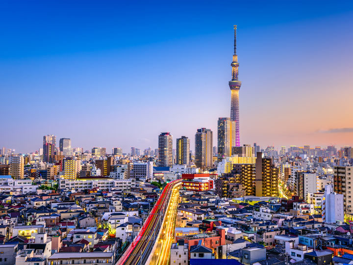 Nighttime skyline of Tokyo, the first stop on the 10 day Japan itinerary.