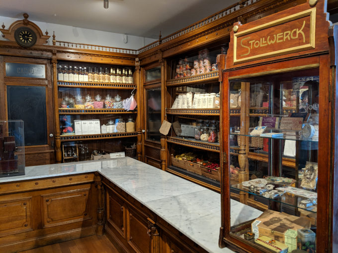 Replica of an old candy shop inside the Chocolate Museum.