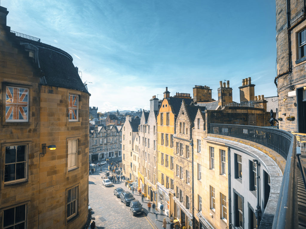 View of Edinburgh Victoria Street from elevated position.