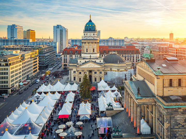 Aerial view of market in Berlin off the beaten path.