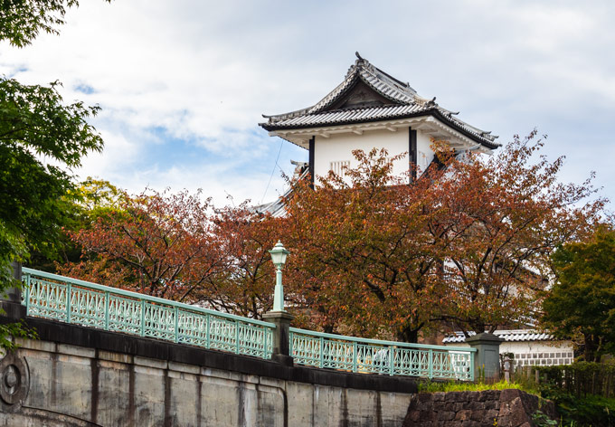 View of Kanazawa Castle in autumn, an essential stop for a day trip to Kanazawa.