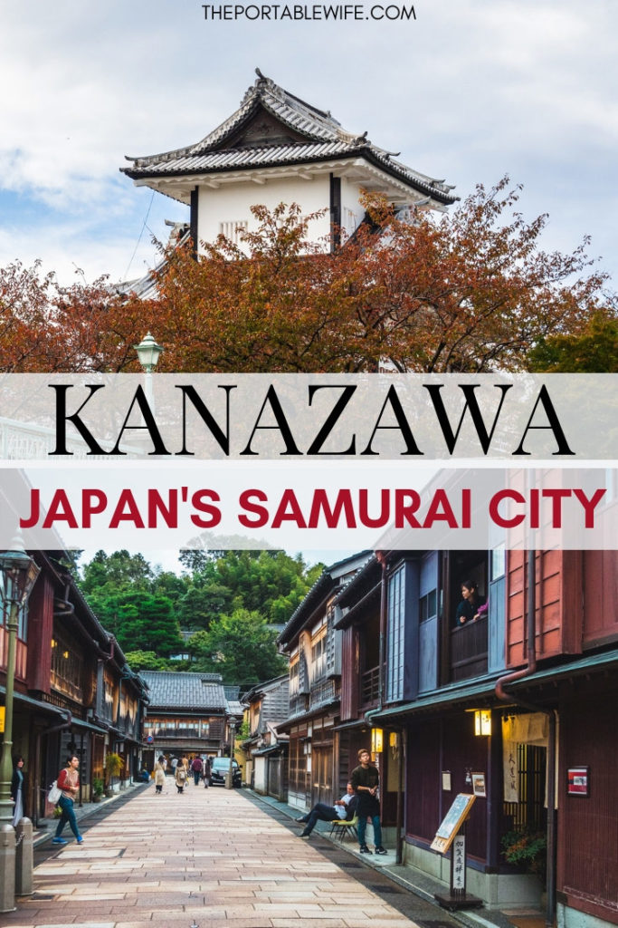Collage of Kanazawa Castle roof and historic street, with text overlay - "Day Trip to Kanazawa: Japan's Samurai City".