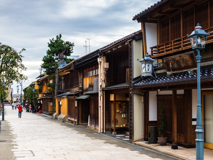 Nishi chaya district in Kanazawa, a popular day trip from Tokyo by bullet train.