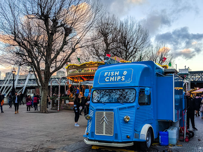 Fish and chips truck in London.