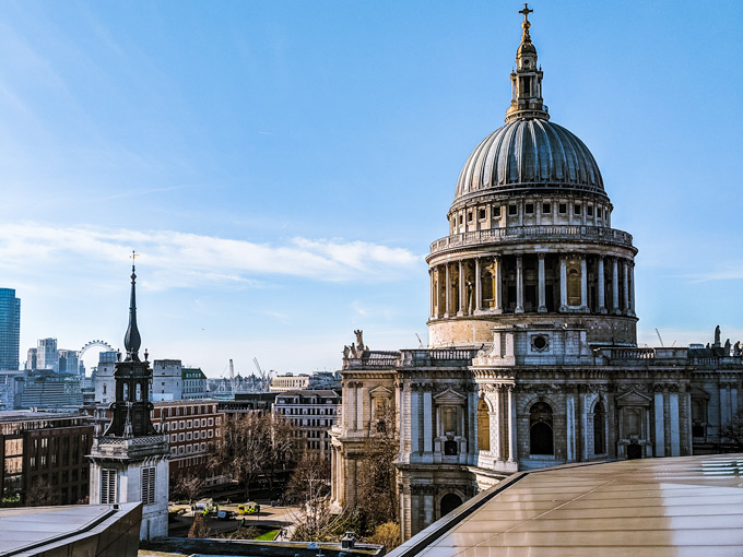 View of St. Paul's Cathedral and London skyline from One New Change.