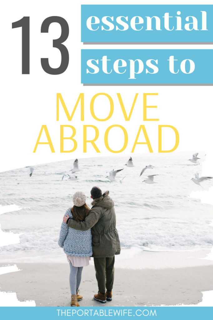 13 essential steps to move abroad - couple standing on beach watching seagulls