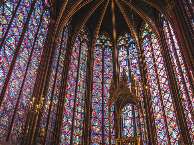 Sainte-Chapelle stained glass windows: one of the best places to take pictures in Paris.