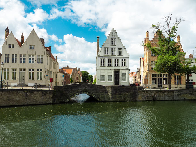 Row of canal houses in Bruges.