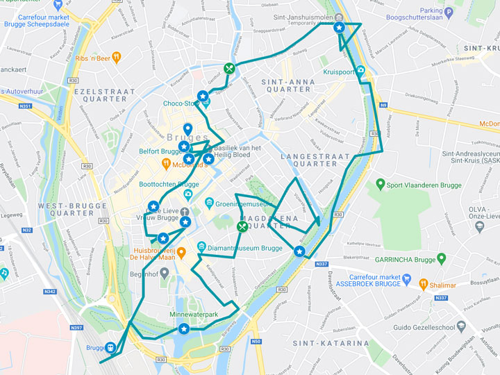 bruges walking tour route