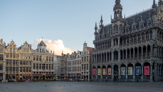 Brussels Grand Place devoid of tourists.