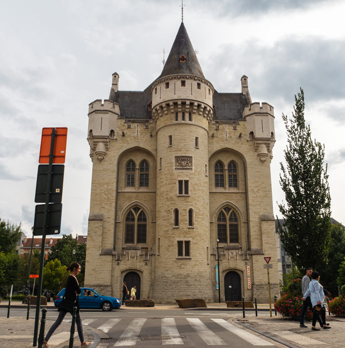 Front stone facade of Halle Gate in Brussels.