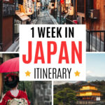1 Week in Japan Itinerary - collage of alley, geisha, and golden temple