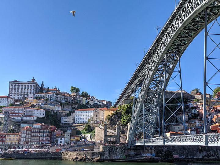 View of Pont Luis I Bridge and riverfront, a must see during 2 days in Porto.