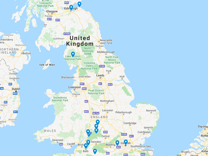 Google Maps snapshot of self drive UK holiday map.