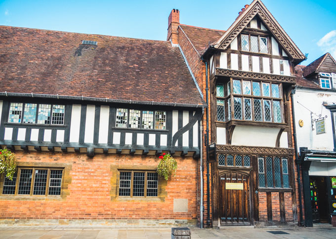 Facade of Shakespeare's birthplace in Stratford-upon-Avon.
