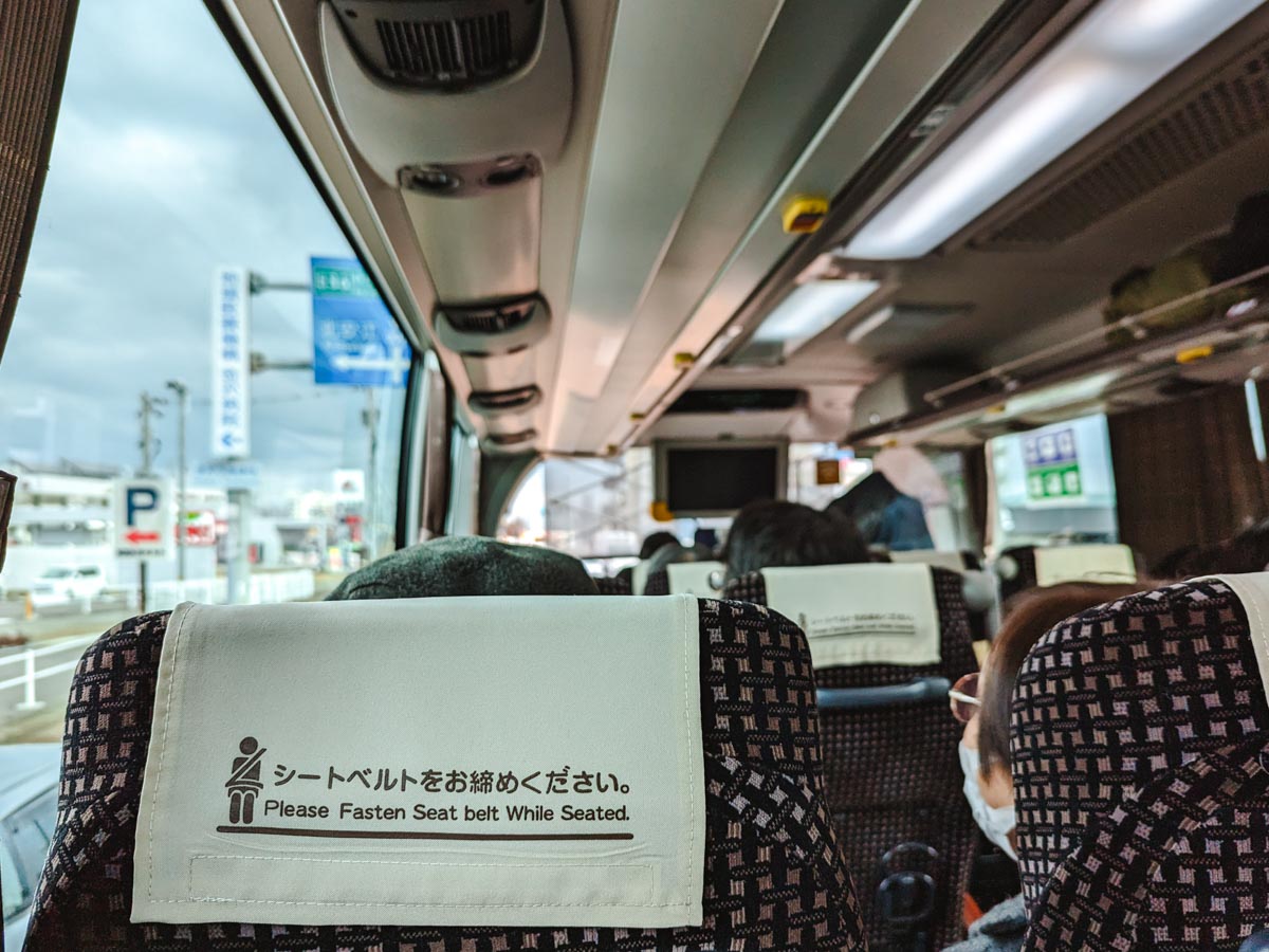 Interior of highway bus from Kanazawa to Shirakawago.