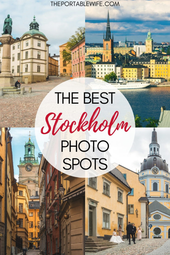 Collage of Stockholm buildings and architecture, with text overlay - "The Best Stockholm Photo Spots".