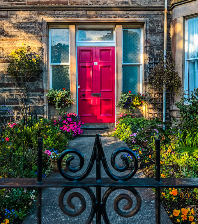 Beautiful town cottage door in North Berwick Scotland.