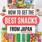 Japanese snacks laid on table, with text overlay - "How to get the best snacks from Japan".