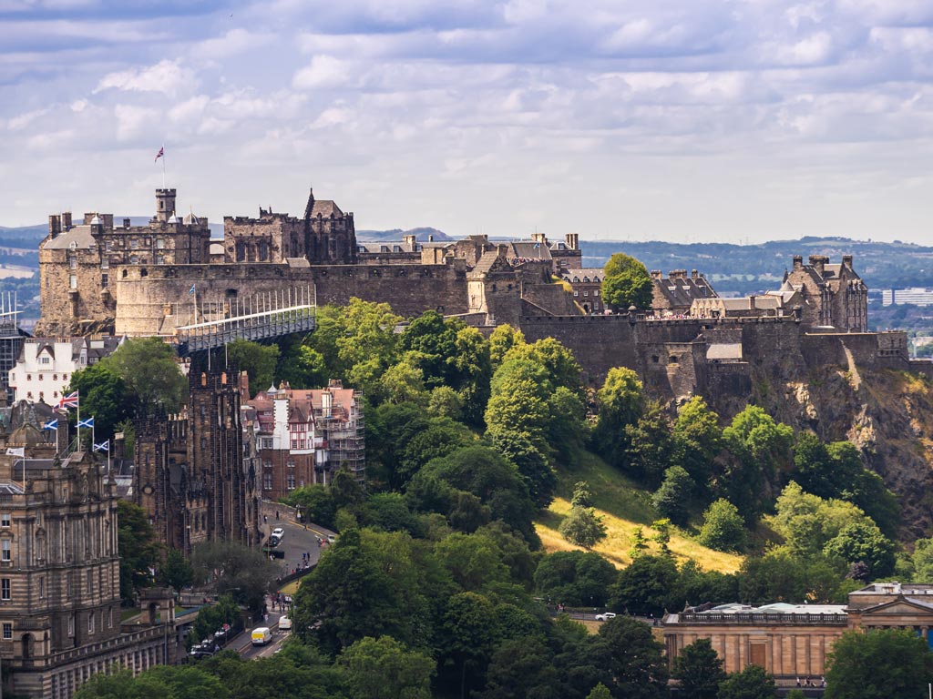 Aerial view of Edinburgh Castle.