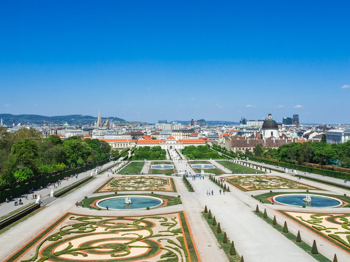 View over Belvedere garden walking path, a must for 2 days in Vienna.