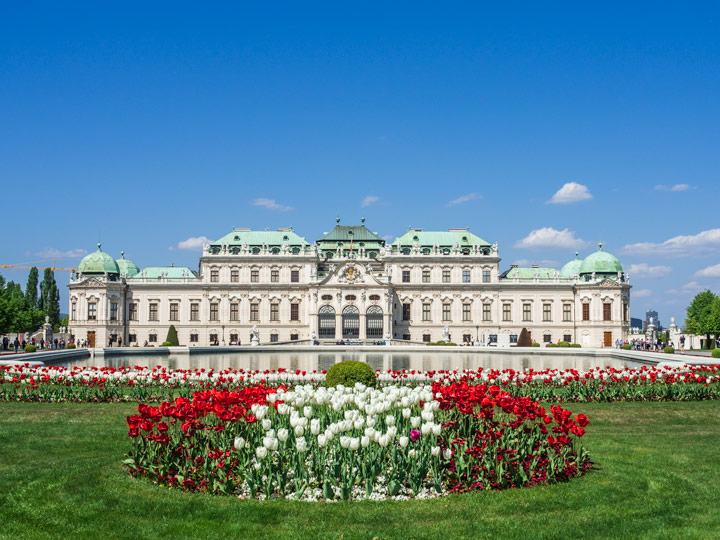 Vienna Itinerary: 2 Days - Belvedere Palace with tulips.