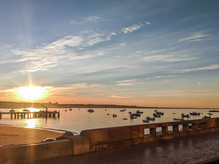 Sunrise at Ribeira Cascais Beach.