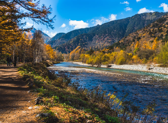 Kamikochi Park in autumn, one of the best things to do in Nagano Japan.